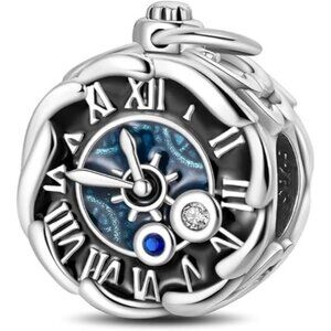 Vintage Pocket Watch Bead Cool 925 Sterling Silver Charms Hypoallergenic Beads